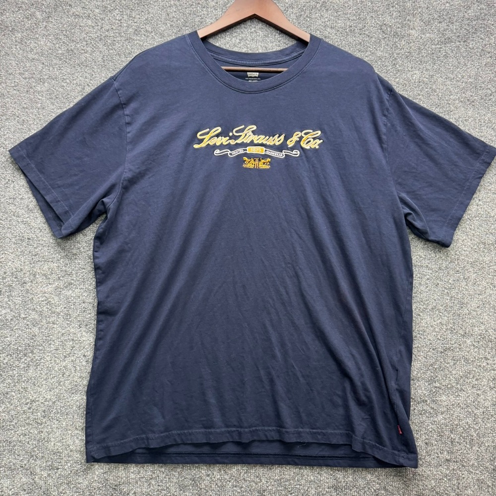 Levi Strauss Co T-Shirt Mens Size XL Navy Blue Short Sleeve Relaxed Fit Graphic
